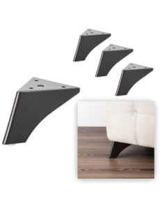FERRY | Set of 4 Legs and 16 Screws | Black Mokka Finish | H.8 cm | Legs for Sofas and Armchairs