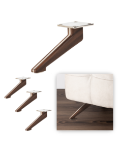 TIMBERLAKE | SET da 4 Piedi e 16 viti | Cromo Lucido - Wenghè | H. 14 cm | Piedini per divani-poltrone