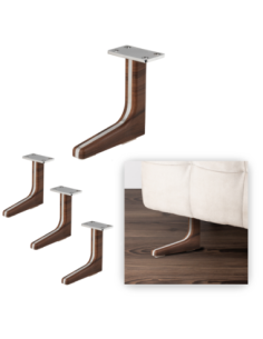 SHERWOOD | Set of 4 Legs and 16 Screws | Chrome and Wenghè Finish | H.12 cm | Legs for Sofas and Armchairs