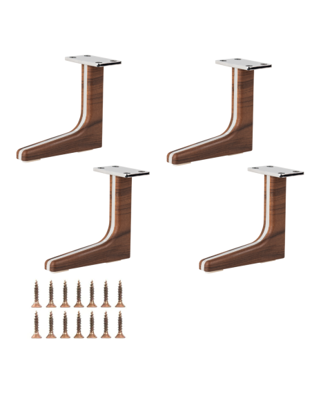 SHERWOOD | Set of 4 Legs and 16 Screws | Chrome and Wenghè Finish | H.12 cm | Legs for Sofas and Armchairs