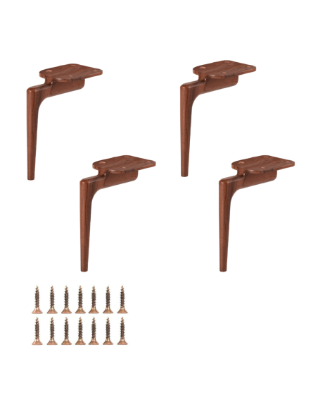 THIN | SET da 4 Piedi e 16 viti | Effetto Legno - Wenghè | H. 18 cm | Piedini per divani-poltrone