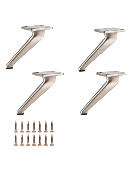 OSAKA | Set of 4 Legs and 16 Screws | Satin Finish | H.14 cm | Legs for Sofas and Armchairs