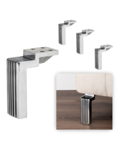 TOKIO | Set of 4 Legs and 16 Screws | Chrome Finish | H.14 cm | Legs for Sofas and Armchairs