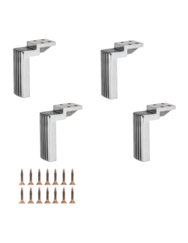 TOKIO | SET da 4 Piedi e 16 viti | Cromo Lucido | H.14 | Piedini per divani-poltrone-mobili |