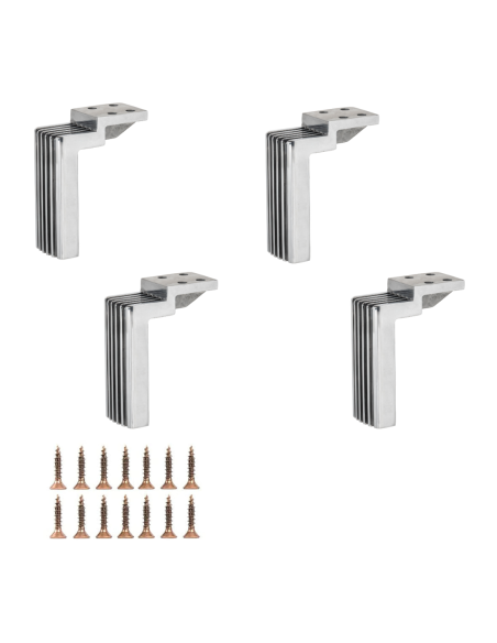 TOKIO | SET da 4 Piedi e 16 viti | Cromo Lucido | H.14 | Piedini per divani-poltrone-mobili |