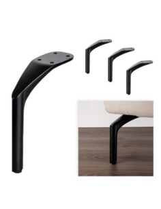 FILA | Set of 4 Legs and 16 Screws | Matt Black Finish | H.19 cm | Legs for Sofas and Armchairs