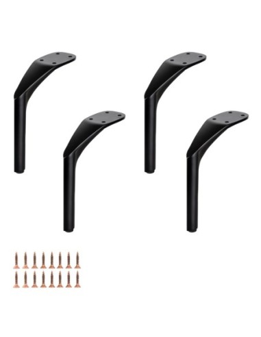 FILA | Set of 4 Legs and 16 Screws | Matt Black Finish | H.19 cm | Legs for Sofas and Armchairs