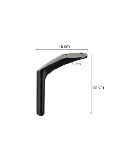 FILA | Set of 4 Legs and 16 Screws | Matt Black Finish | H.19 cm | Legs for Sofas and Armchairs