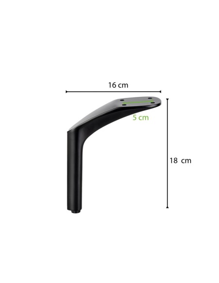 FILA | Set of 4 Legs and 16 Screws | Matt Black Finish | H.19 cm | Legs for Sofas and Armchairs