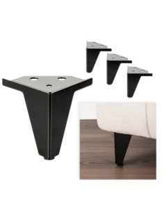 ORAZIO GIO | Set of 4 Legs and 16 Screws | Matt Black Finish | H.10 cm | Legs for Sofas and Armchairs