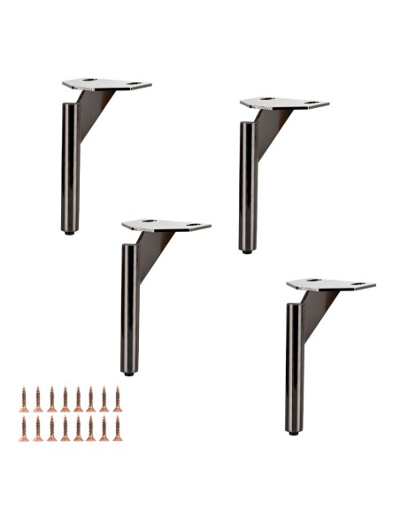 NUOVO FRED | Set of 4 Legs and 16 Screws | Black Nickel Finish | H.20 cm | Legs for Sofas and Armchairs