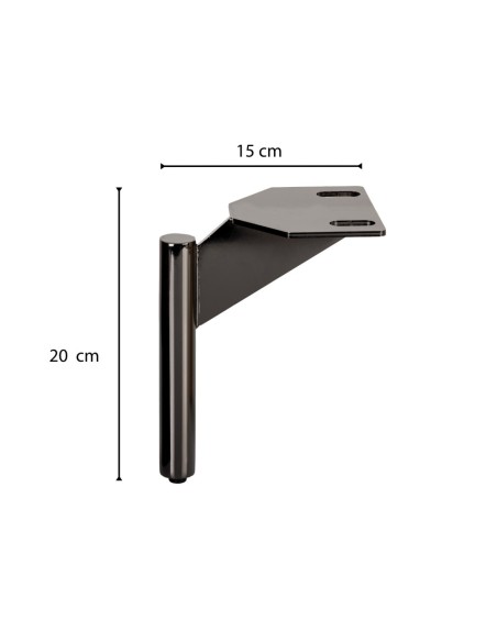 NUOVO FRED | Set of 4 Legs and 16 Screws | Black Nickel Finish | H.20 cm | Legs for Sofas and Armchairs
