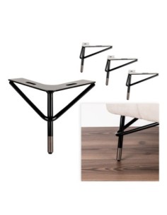 AKELA BICOLOR | SET da 4 Piedi in Metallo e 16 viti | Nero + Grigio Perla | H. 17,5 cm | Piedini per divani e poltrone |