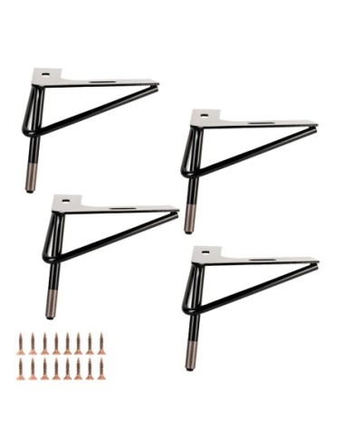 AKELA BICOLOR | SET da 4 Piedi in Metallo e 16 viti | Nero + Grigio Perla | H. 17,5 cm | Piedini per divani e poltrone |