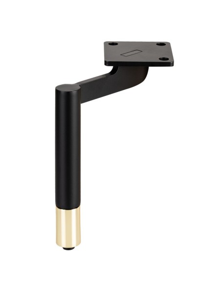 JIMMY | SET da 4 Piedi in Metallo e 16 viti | Nero + Oro | H. 18 cm | Piedini per divani e poltrone |