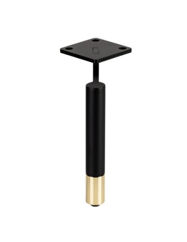 JIMMY | SET da 4 Piedi in Metallo e 16 viti | Nero + Oro | H. 18 cm | Piedini per divani e poltrone |