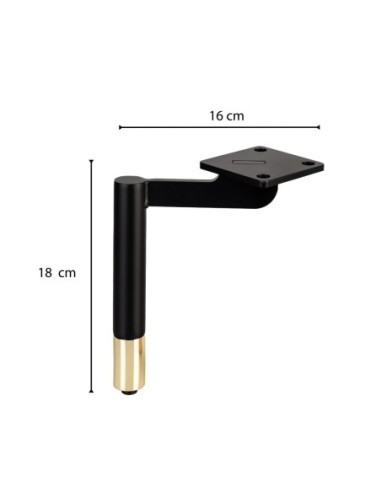 JIMMY | Set of 4 Legs and 16 Screws | Black + Gold Finish | H.18 cm | Legs for Sofas and Armchairs
