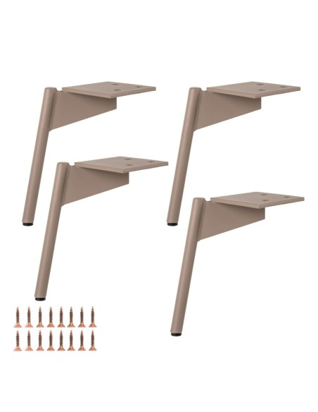 CLAYTON | Set of 4 Legs and 16 Screws | Beige Finish | H.20 cm | Legs for Sofas and Armchairs