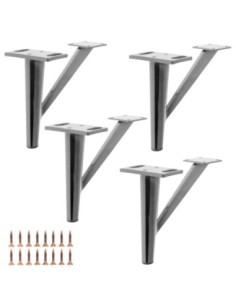 SETA | Set of 4 Legs and 16 Screws | Chrome Finish | H.12,3 cm | Legs for Sofas and Armchairs