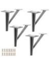 SETA | Set of 4 Legs and 16 Screws | Chrome Finish | H.12,3 cm | Legs for Sofas and Armchairs