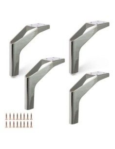 SALLY | Set of 4 Legs and 16 Screws | Chrome Finish | H.12,5 cm | Legs for Sofas and Armchairs