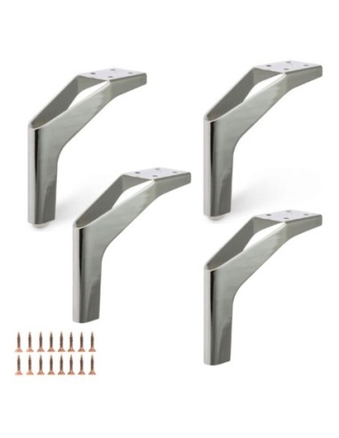 SALLY | Set of 4 Legs and 16 Screws | Chrome Finish | H.12,5 cm | Legs for Sofas and Armchairs