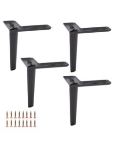 SPAIN | Set of 4 Legs and 16 Screws | Matt Black Finish | H.15 cm | Legs for Sofas and Armchairs
