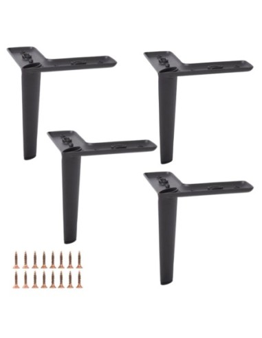 SPAIN | Set of 4 Legs and 16 Screws | Matt Black Finish | H.15 cm | Legs for Sofas and Armchairs