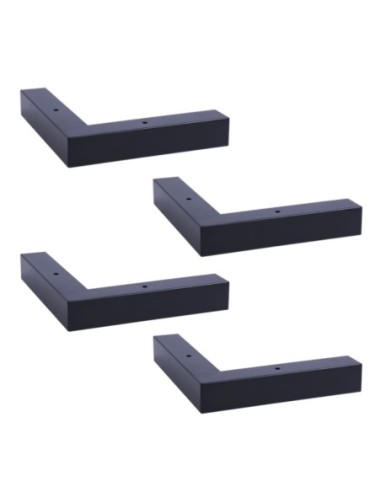CANTON | Set of 4 Legs and 16 Screws | Matt Black Finish | H.12 L.22x22 cm | Legs for Sofas and Armchairs