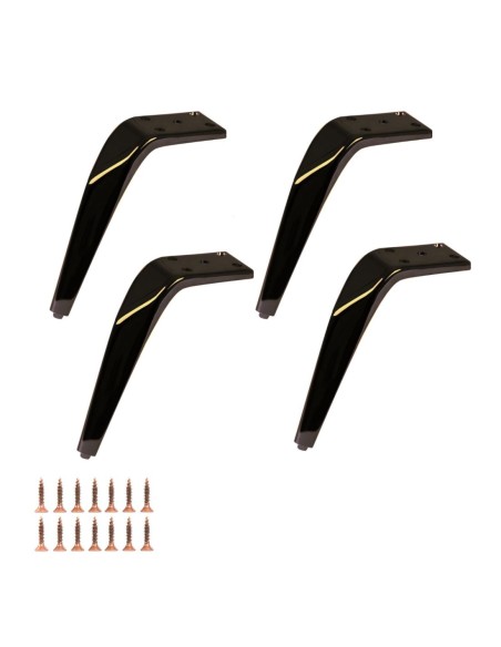 ROBIN | Set of 4 Legs and 16 Screws | Black Nickel Finish | H.13 cm | Legs for Sofas and Armchairs