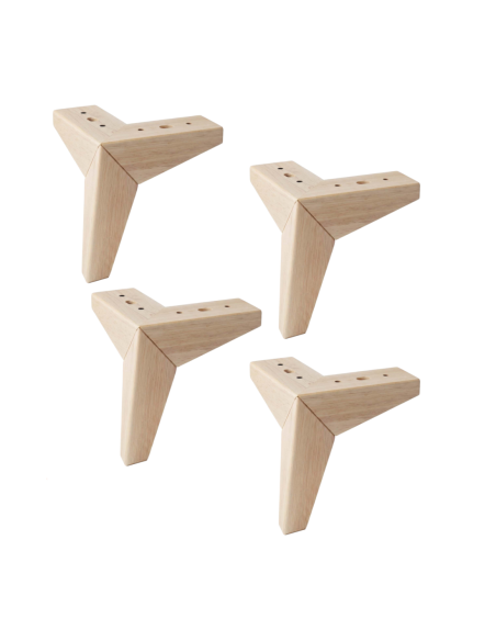 ROCK | SET 4 Piedi in Legno | Colore Naturale | Altezza 13,5 cm | Gambe in Legno per divani e mobili