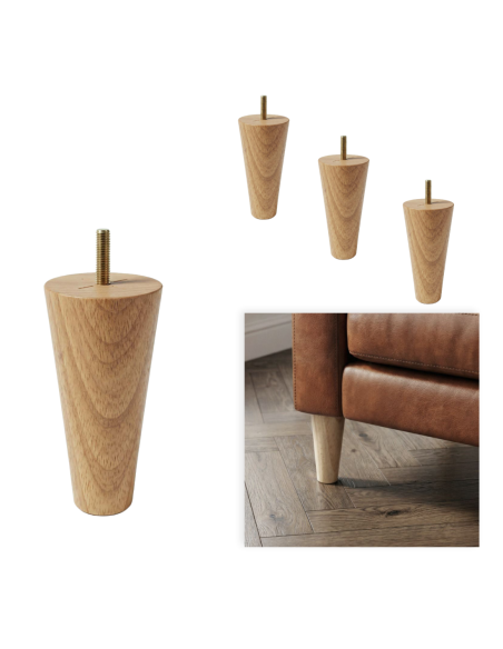AXEL | SET of 4 Wooden Legs | Natural Color | Height 12 cm | Sofas and Furniture Wooden Legs