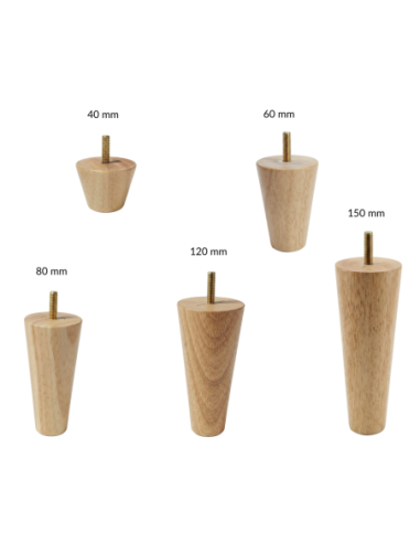 AXEL | SET of 4 Wooden Legs | Natural Color | Height 12 cm | Sofas and Furniture Wooden Legs