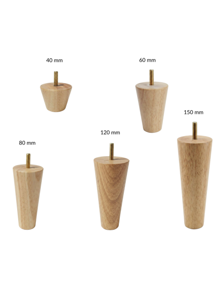 AXEL | SET of 4 Wooden Legs | Natural Color | Height 12 cm | Sofas and Furniture Wooden Legs