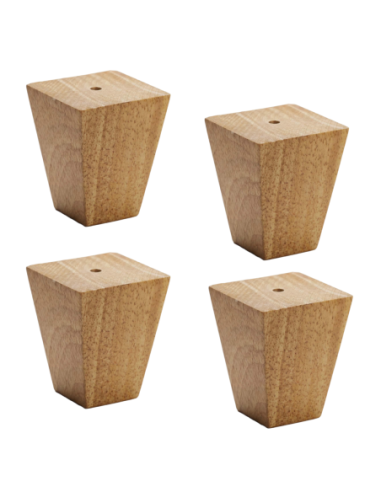 CUBA | SET 4 Piedi in Legno | Colore Naturale | Altezza 8 cm | Gambe in Legno per divani e mobili