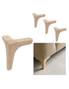 ALINA | SET of 4 Wooden Legs | Natural Color | Height 10 cm | Sofas and Furniture Wooden Legs