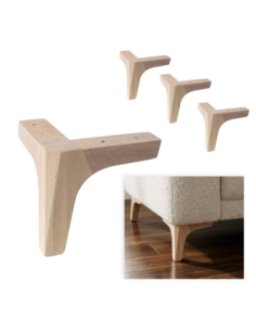 ZENO | SET 4 Piedi in Legno | Colore Naturale | Altezza 15 cm | Gambe in Legno per divani e mobili |
