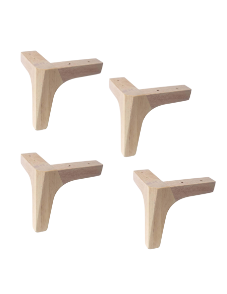 ZENO | SET 4 Piedi in Legno | Colore Naturale | Altezza 15 cm | Gambe in Legno per divani e mobili |