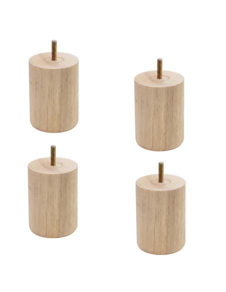NOVARA | SET 4 Piedi in Legno | Colore Naturale | Altezza 12 cm | Gambe in Legno per divani e mobili