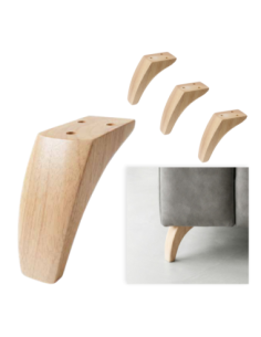 DIVA | SET 4 Piedi in Legno | Colore Naturale | Altezza 12 cm | Gambe in Legno per divani e mobili
