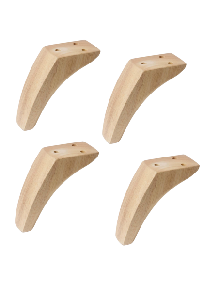 DIVA | SET 4 Piedi in Legno | Colore Naturale | Altezza 12 cm | Gambe in Legno per divani e mobili
