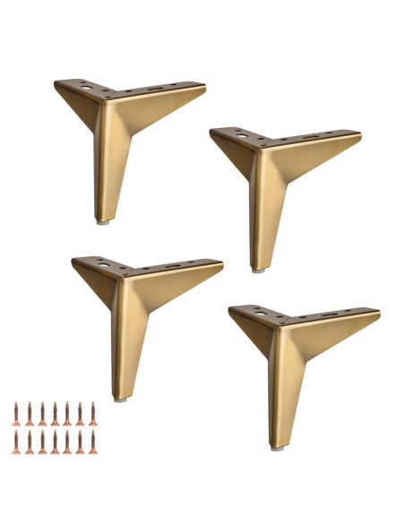 STARDUST | Set of 4 Legs and 16 Screws | Gold Finish | H.13 cm | Legs for Sofas and Armchairs