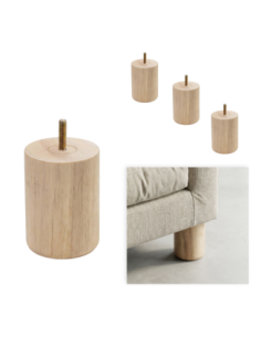 GARDEN | SET 4 Piedi in Legno | Colore Naturale | Altezza 8 cm | Gambe in Legno per divani e mobili