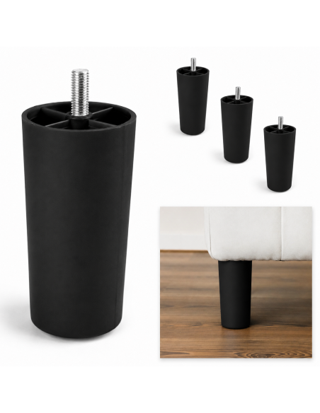GIAMAICA NERO | SET da 4 piedi in plastica | Nero | H. 15 cm