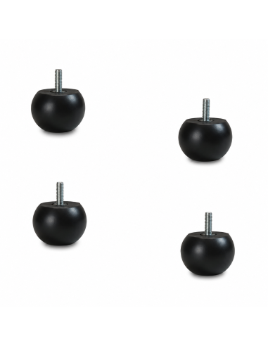 CIPOLLA | SET 4 Piedi in Legno con Viti Innestate 10MA | Altezza 3 cm | Colore Wenghè | Piedi per divani e mobili