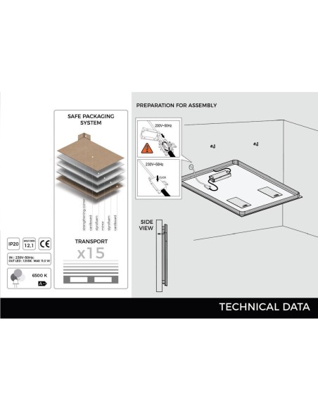 SP1 | Rectangular LED Wall Backlit Mirror | Touch switch | Natural Light | Dimensions: 100x65 cm