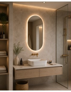 SP19 ORO | Specchio da Parete LED Ovale | Accensione Touch | Dimensioni 50x90cm | Luce: NW