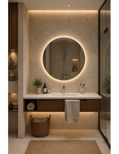 SP18 | Specchio da Parete LED Rotondo | Accensione Touch | Dimensioni: 110x110 cm | Luce: NW