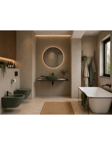 SP17 | Specchio da Parete LED Rotondo Con Cornice Nera | Accensione Touch | Dimensioni: 60x60 cm | Luce: NW