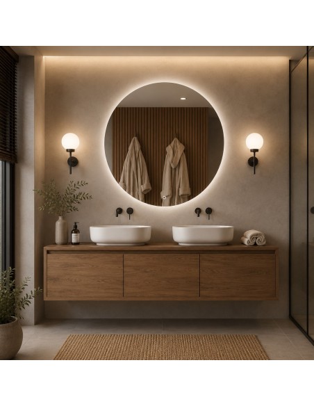 SP10 | Specchio da Parete LED Rotondo | Illuminazione LED | Accensione Touch | Dimensioni: 80x80 cm | Luce: NW
